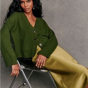 Sezane Green Jady Cardigan